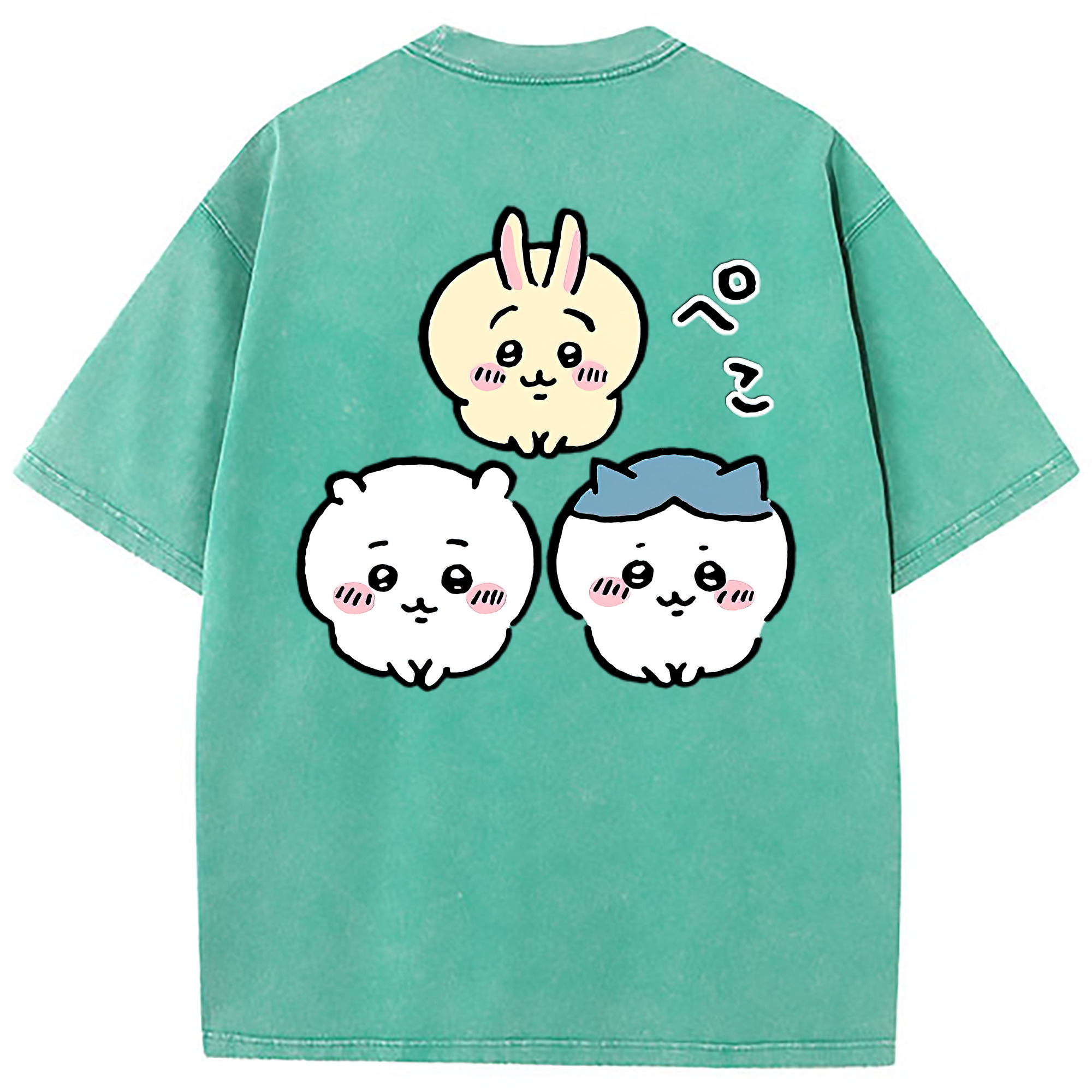 （画像用） ちいかわ うさぎ Chii-kawa usagi 綿100% ヴィンテージ風 半袖Tシャツ（背面プリント）
